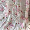 Tecido Base de Viscose e Nylon Estampado com Lantejoulas e Bordado Tubo, Padrão Floral Pequeno Nebuloso, Tecido para Bordado de Vestido Feminino Primavera e Verão