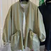 2026 Jaqueta Fina Nova de Primavera Novo Estilo Bolso Duplo Tridimensional Manga Longa Camisa Top Feminino Solta Casual Jaqueta Corta-vento