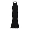 Falda Larga de Cola de Pez Sexy Skims con Espalda Descubierta Verano Nuevo Estilo Cuello Halter Cintura Ceñida Cadera Ajustada Falda Vestido