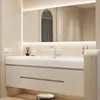 Bacia integrada Kanali skin-touch para banheiros residenciais e de hotel, gabinete de banheiro inteligente de luxo leve estilo creme