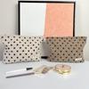 Bolsa de Cosméticos de Pana Retro con Lunares, Bolso de Mano Portátil, Bolsa de Almacenamiento de Gran Capacidad para Viaje para Cuidado de la Piel y Artículos de Tocador