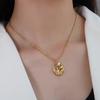 Marka French Ins Cold Style Vintage Jewelry Pingente Tulipa Colar Aço Titânio Ouro 18k Corrente Clavícula P1095
