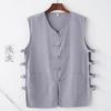 Chaleco informal de lino de verano, sudadera de algodón y lino con hebilla retro para hombre, chaqueta Magma de estilo chino, sin mangas, camisa con título antiguo