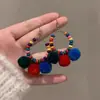 Pendientes de Bola de Felpa Idoi~ Dulce Coloridos para Mujer en Otoño e Invierno, Pendientes Adelgazantes y Versátiles, Pendientes Elegantes y de Moda
