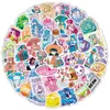 50 Pegatinas Lindas de Cristal Morado Graffiti Japonesas y Coreanas para Tazas de Agua, Cuadernos, Diarios, Patinetas, Cascos de Bicicleta