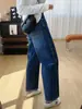La primavera no es demasiado tarde, nuevos jeans de mujer de principios de otoño, pantalones holgados de cintura alta tipo linterna, pantalones cortos petite de cuatro vías elásticas tipo guadaña