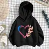 Sudadera con Capucha para Niña 2026 Nueva Estampado de Leopardo Corazón Macarrón Primavera y Otoño