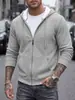 Chaqueta cárdigan con capucha y bolsillo de jacquard gofrado texturizado para hombre transfronteriza comercio exterior TK estilo americano holgada sudadera deportiva