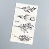 Pegatinas de Tatuaje Florales Minimalistas Transfronterizas Blanco y Negro Línea Rosa Impermeables Temporales para Mujeres Pegatinas de Tatuaje Estilo Fresco