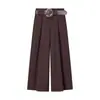 Moda Europea y Americana al por Mayor Aliexpress Ins Moda Popular Pantalones Casuales Sueltos de Pierna Recta con Cinturón Sensación de Alta Gama