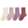 Calcetines Gruesos Cálidos de Invierno para Niños, Calcetines de Caña Media Lisos Unisex, Calcetines para Niños de Doble Aguja, Calcetines para Estudiantes, Calcetines de Algodón