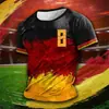 Camiseta Estampado Digital Bandera Alemana Ropa de Hombre Diseño de Fútbol Retro Camiseta de Manga Corta Tendencia 2025 Verano