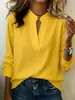 Nova camisa feminina elegante casual de manga comprida com decote V, estação independente da Amazon, transfronteiriça europeia e americana, disponível para atacado a partir de uma peça