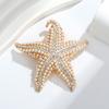 Broche de Estrella de Mar Popular Exagerado Transfronterizo, Moderno, Sencillo, Brillante, Lleno de Diamantes, Ramillete de Fiesta de Animal Estrella de Mar, Accesorios para Ropa