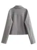 Nueva chaqueta de comercio exterior transfronterizo estilo europeo y americano con cuello de solapa, tela suave bicolor, decoración de hebilla metálica, bolsillos de parche grandes, ajuste holgado casual vintage