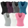 Top de tirantes sin mangas con retazos sexy de cuello en V estilo europeo y americano para mujer, corto de verano, adelgazante, versátil, capa base, moderno