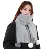 Cachecol Macio e Fofo Estilo Coreano com Pom-pom em Cor de Macaron para Mulheres, Outono/Inverno Espessado Proteção contra Frio Aquecimento, Cachecol de Tricô Fresco para Estudantes