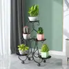 Soporte de Flores de Hierro Forjado Estilo Europeo, Estante de Almacenamiento de Múltiples Niveles, Soporte de Flores de Pie para Balcón, Sala de Estar Interior, Cesta Colgante para Plantas Verdes, Maceta