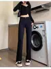 Jeans Skinny de Cintura Alta Preto Corte Reto para Mulheres Primavera e Outono 2025 Cropped Solto Emagrecimento Alto Comprimento Total
