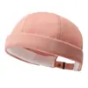 Gorro liso sin visera transfronterizo para hombre y mujer, versátil sombrero de propietario de tela de escalera de copa redonda retro, sombrero para el sol ajustable, moderno