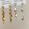 Brincos de Tarraxa Simples Elegantes com Borla de Metal de Alto Padrão, Sentido de Luxo Leve de Nicho, Personalizados, Versáteis para o Dia a Dia, Modernos para Mulheres