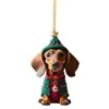 Adorno Colgante Acrílico Plano para Interior de Coche Dachshund Divertido de Navidad Transfronterizo