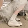 Vestido de verano suave 4 cm nueva altura interior que aumenta 2026 zapato de tacón único con lazo estilo hada francesa con zapatos de tacón único de punta baja