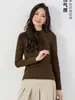 Camiseta Interior de Manga Larga para Mujer, Color Sólido, Transpirable, Algodón, Cuello Mao Pequeño, Capa Base, Nueva para Otoño Invierno, Simple, Ajustado, Tejido para Mujer