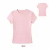 Camiseta de punto acanalado de manga corta para mujer Personalización Ajuste ceñido Cuello redondo Top elástico Suministro transfronterizo Etiqueta OEM Producción de muestras