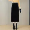 Customização Outono/Inverno 2026 Saia Feminina Cintura Alta Comprimento Midi Corte Evasê Elegante para o Trabalho Temperamento Emagrecimento Cobre os Quadris