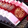 Envelope de Dinheiro para Presente com Pacote de Dez Mil Yuan para Dinheiro de Casamento, Envelope Vermelho com Caractere "Felicidade Dupla" para Noivado e Laço para Dinheiro de Casamento