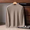 Suéter 100% cachemir puro para hombre, suéter de punto liso con cuello semi-alto, suéter de negocios de lujo ligero, nueva camiseta térmica cálida