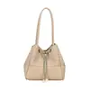 Nuevo Bolso de Noche Transfronterizo 2025 Moda para Mujer Elegante Bolso Cubo Tejido con Cadena Bolso Cruzado