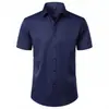 Camisa de Manga Corta para Hombre Gris Oscuro, Estilo Delgado de Verano, Gama Alta, Estilo Fresco y Maduro, Camisa de Manga Corta Business Casual