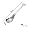 Acero Inoxidable 304 Espesado Cuchara Creativa Cola de Pez Cuchara para Postre Sopa Mango Largo Retro Cuchara Doméstica para Comer