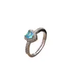 Anillo de Zirconia de Amor Colorido de Venta Caliente Transfronteriza para Mujer, Nicho de Lujo Ligero, Anillo Abierto Ajustable, Joyería de Mano Chapada en Platino