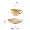 Juego de taza de café y platillo de cerámica de alta calidad, cocido en horno retro, exquisito y único, perfecto para el té de la tarde en la oficina o para servir leche