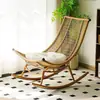 Mecedora de verano, mecedora de ratán tejido, sillón reclinable, silla tipo sofá perezoso para patio exterior, para uso doméstico individual, balcón, dormitorio, sala de estar