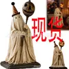 Estatueta de Fantasma Vintage Iluminada Bastão de Abóbora Brilhante Estátua de Fantasma Retrô