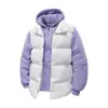 Nuevas Chaquetas de Algodón con Bloques de Color Falsas de Dos Piezas para Hombres y Mujeres en Otoño e Invierno Casuales Engrosadas con Capucha Ropa Cálida para Parejas Chaquetas de Algodón para Hombres