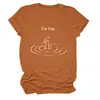 Amazon Comercio Transfronterizo Spot Casual Cuello Redondo Camiseta para Mujer I'M FINE Letras Simple ebay Holgada Manga Corta