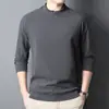 Sudadera de Invierno para Hombre con Media Cremallera, Color Sólido, Felpa Cepillada de Doble Cara, Camiseta Versátil a la Moda, Camiseta Base Cálida de Cuello Medio-Alto