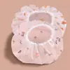 Gorro de ducha con estampado de puntos de dibujos animados, PE engrosado, impermeable, adecuado para adultos y niños, protege contra los vapores de aceite y el polvo