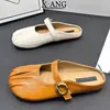 Zapatos Mary Jane Planos de Piel de Oveja con Suelas Suaves que Son Cómodos para los Pies, Zapatos para Mujer con Punta Cerrada y Diseño de Media Pantufla, Adecuados para Usar Afuera con Faldas y como Sandalias