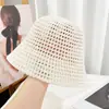 Sombrero de Pescador Transpirable Calado Estilo Coreano de Verano, Sombrero Cubo de Punto Versátil de Moda, Sombrero para el Sol que Adelgaza el Rostro para Mujer