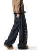 Pantalones de Mezclilla con Botones Decorativos, Diseño Retro Vintage Americano para Hombres y Mujeres, Pantalones Anchos Sueltos Americanos