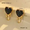 Brincos de Aço Inoxidável em Formato de Coração com Zircônias Cravejadas de Diamante Design Moderno Personalizado Joias para Orelha Atacado