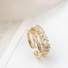 Anillo de Diamantes Chapado en Oro de Cobre Puro Simple Nicho Estilo Coreano Anillo para Dedo Índice de Abertura Abierta Estilo Frío para Mujer Anillo de Traje