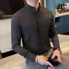 Camisa con Cuello Zhongshan Manga Larga para Hombre Otoño Nuevo Estilo Chino para Hombre Estilo Chino Primavera y Otoño 2025 Camisa de Nuevo Estilo