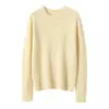 Novo suéter de mistura de cashmere, gola redonda, perfurado, pulôver de manga longa, versátil, modelador, camisa base de malha para outono e inverno